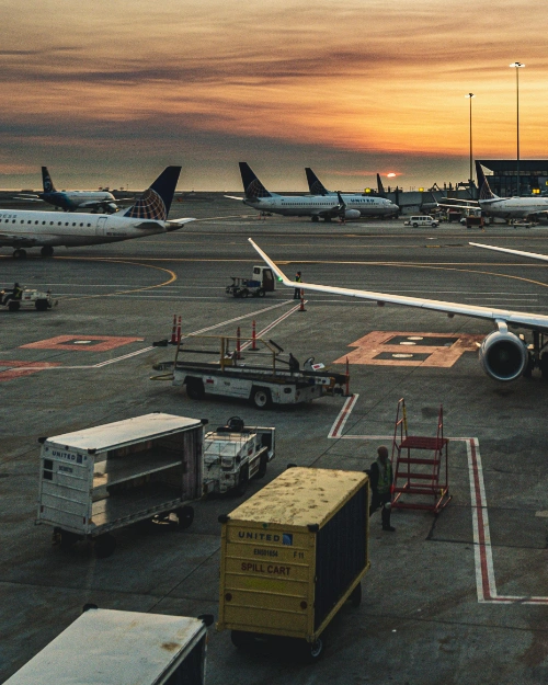 Air freight route from Sydney to Perth across Australia with cargo aircraft and logistics concept